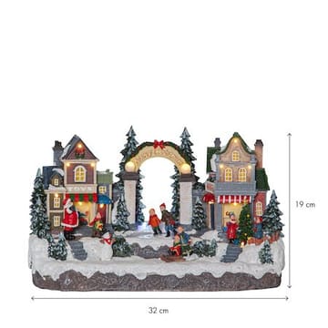 Juldekoration Iceville Roterande Julby med Skridskoåkare 32x19 cm - Flerfärgad - Inredning - Dekoration & inredningsdetaljer - Julpynt & juldekoration
