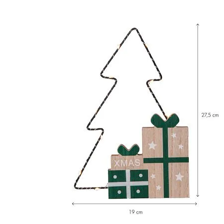 Juldekoration Jolly paket med gran siluett 19x27,5 cm - Grön / Träfärgad / Svart - Inredning - Dekoration & inredningsdetaljer - Julpynt & juldekoration