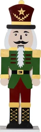 Juldekoration Nutcracker Nötknäckare Siluett 16x52 cm, Grön / Röd / Guld