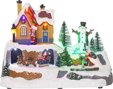 Juldekoration Winterville Roterande Julby 23,5x17 cm - Flerfärgad - Inredning - Dekoration & inredningsdetaljer - Julpynt & juldekoration