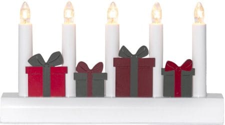 Julia Ljusstake 28 cm - vit med flerfärgade julklappar - Inredning - Dekoration & inredningsdetaljer - Julpynt & juldekoration
