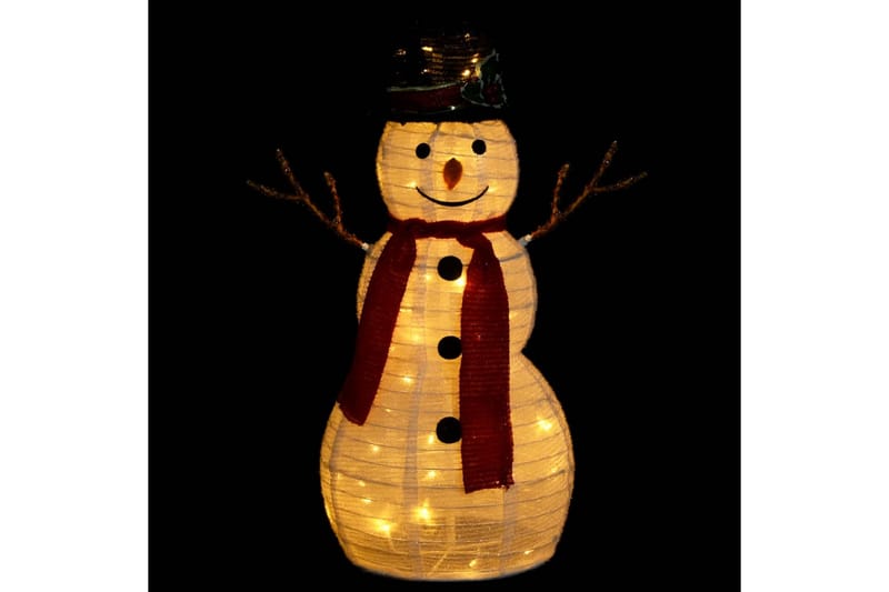 Dekorativ snögubbe med LED lyxigt tyg 60 cm - Vit - Julpynt & juldekoration