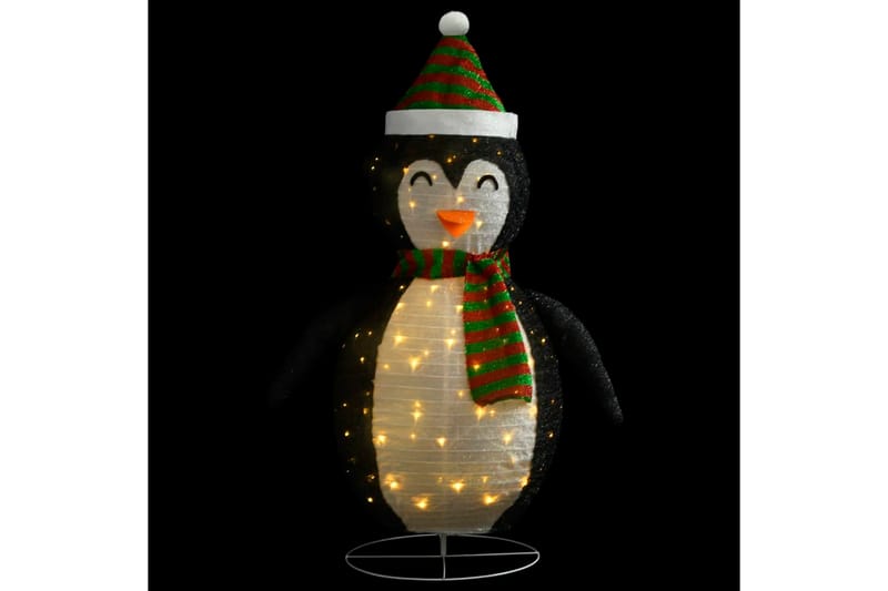Dekorativ pingvin med LED lyxigt tyg 60 cm - Svart - Julpynt & juldekoration