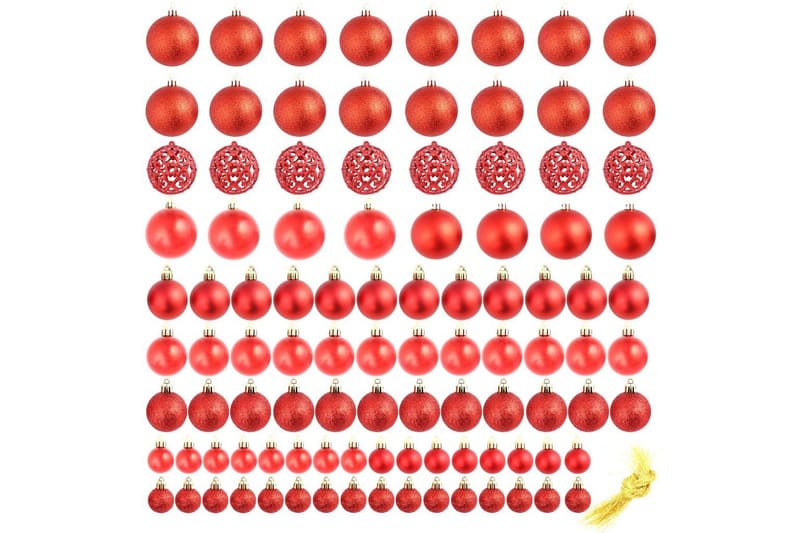 Julgranskulor 100 delar set 3/4/6 cm röd - Röd - Julgranspynt - Julpynt & juldekoration