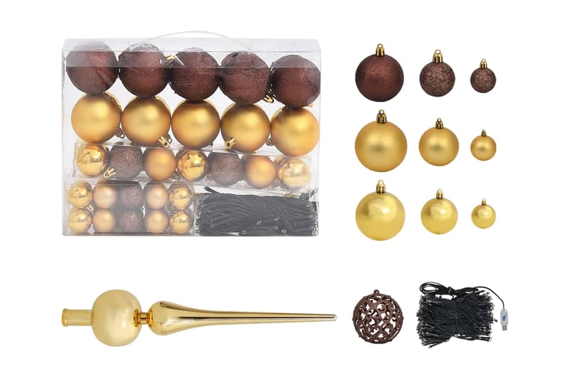 Julgranskulor 120 st med spira och 300 LED guld och brons - Guld/Brons - Julgranspynt - Julpynt & juldekoration