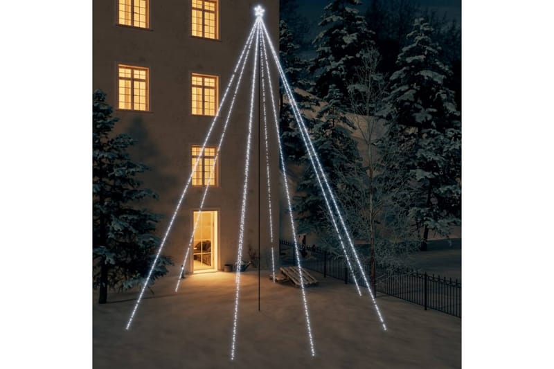 Julgransbelysning inomhus/utomhus 1300 LEDs kallvit 8 m - Vit - Plastgran