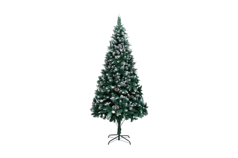 Plastgran med kottar och vit snö 240 cm - Grön - Plastgran