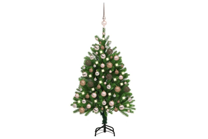 Plastgran med LED och julgranskulor 120 cm grön - Plastgran