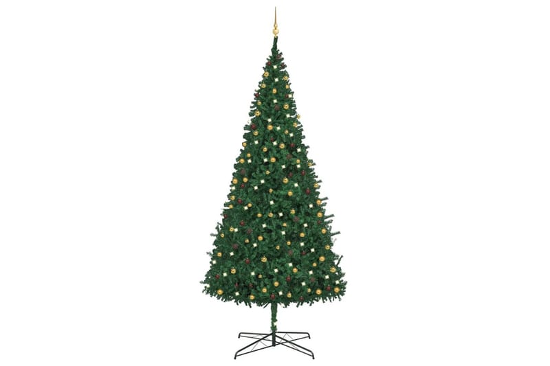 Plastgran med LED och julgranskulor 400 cm grön - Plastgran