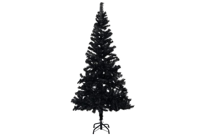 Plastgran med LED och julgranskulor svart 120 cm PVC - Plastgran