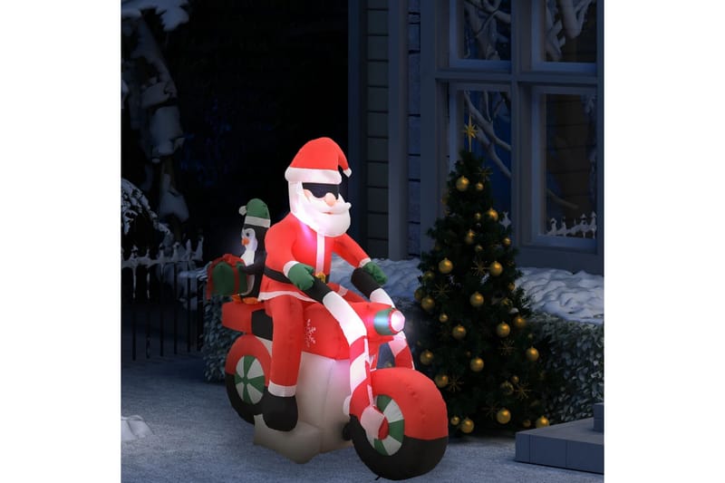 Uppblåsbar jultomte på motorcykel LED IP44 160 cm - Flerfärgad - Julpynt & juldekoration