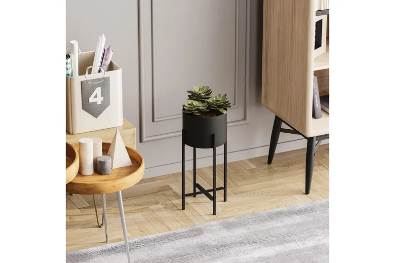 Dekorativ Kruka Mirven Svart 23 x 23 x 48 cm - 23 x 23 x 48 cm - Utemöbler & utemiljö - Balkong & altan - Balkongodling