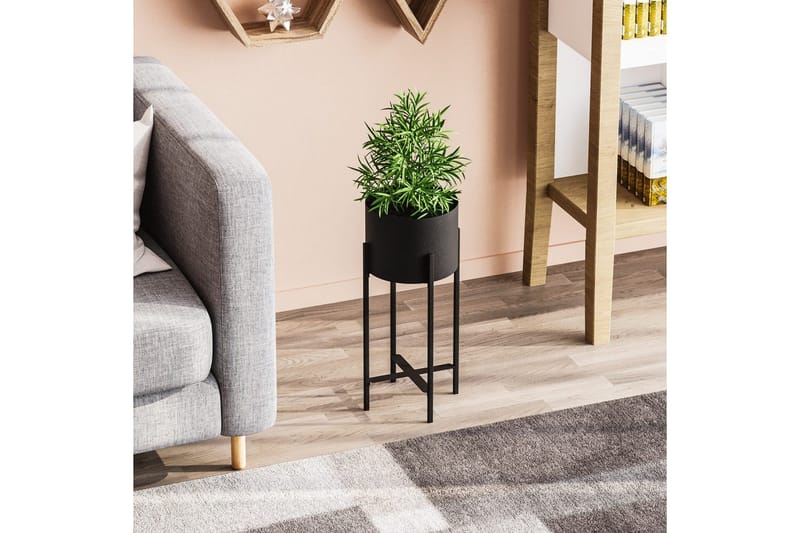 Dekorativ Kruka Mirven Svart 23 x 23 x 48 cm - 23 x 23 x 48 cm - Utemöbler & utemiljö - Balkong & altan - Balkongodling