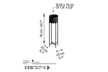Dekorativ Kruka Mirven Svart 23 x 23 x 78 cm - 23 x 23 x 78 cm - Utemöbler & utemiljö - Balkong & altan - Balkongodling