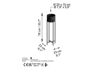 Dekorativ Kruka Mirven Svart 23 x 23 x 78 cm - 23 x 23 x 78 cm - Utemöbler & utemiljö - Balkong & altan - Balkongodling