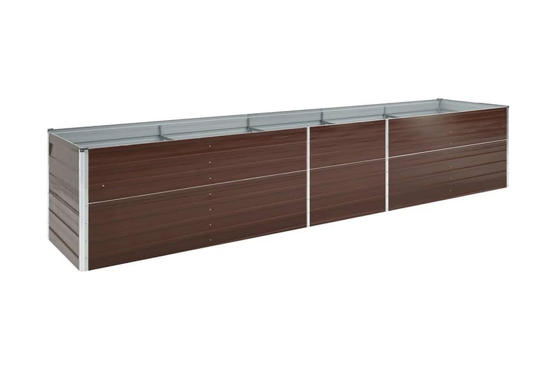 Odlingslåda upphöjd galvaniserat stål 400x80x45 cm brun - Brun - Utomhuskruka - Blomlåda & balkonglåda