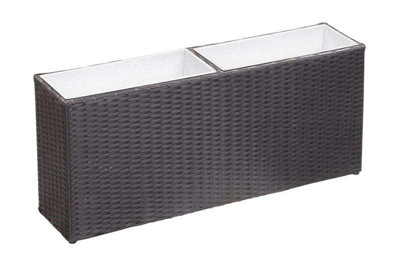 Odlingslåda upphöjd med 2 krukor 90x20x40 cm konstrotting sv - Blomlåda & balkonglåda - Utomhuskruka