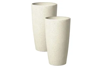 Trädgårdskruka Abdera set om 2 Beige, 23x23x42 cm - Beige, 23x23x42 cm - Inredning - Dekoration & inredningsdetaljer - Krukor & ytterkrukor - Utomhuskruka