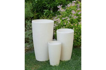 Trädgårdskruka Abdera set om 2 Beige, 31x31x58 cm - Beige, 31x31x58 cm - Inredning - Dekoration & inredningsdetaljer - Krukor & ytterkrukor - Utomhuskruka