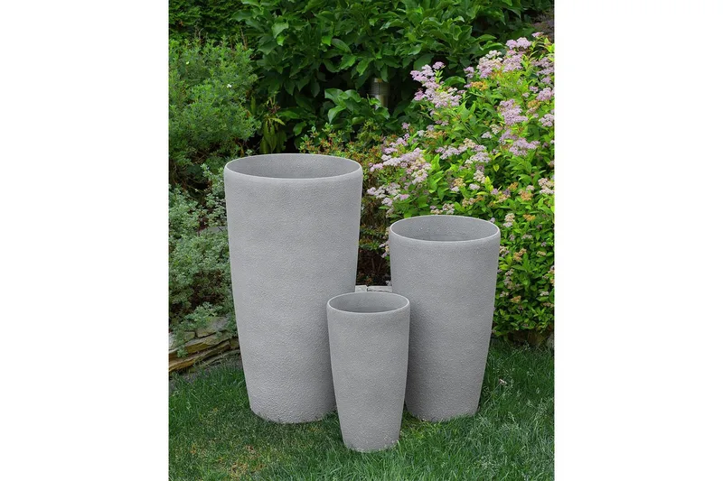Trädgårdskruka Abdera set om 2 Grå, 23x23x42 cm - Grå, 23x23x42 cm - Inredning - Dekoration & inredningsdetaljer - Krukor & ytterkrukor - Utomhuskruka