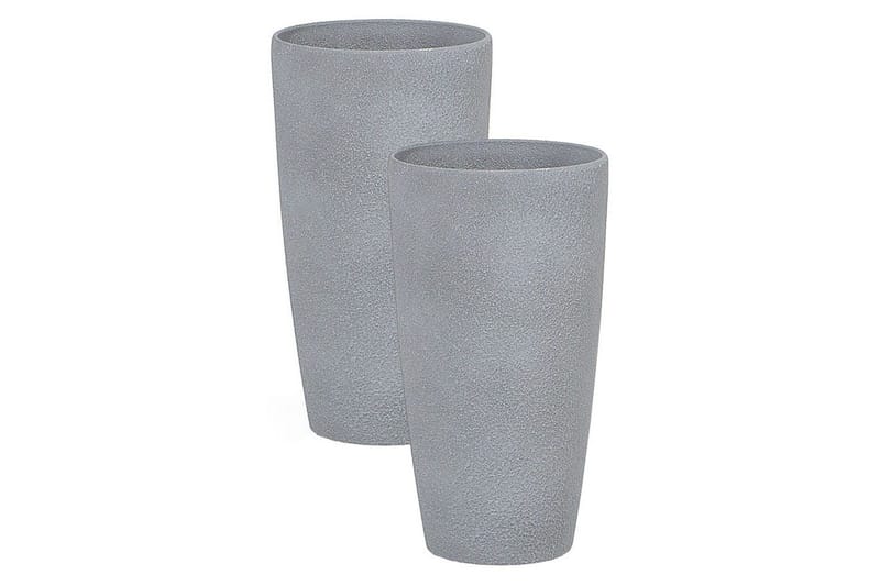 Trädgårdskruka Abdera set om 2 Grå, 23x23x42 cm, Grå, 23x23x42 cm