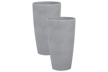 Trädgårdskruka Abdera set om 2 Grå, 31x31x58 cm - Grå, 31x31x58 cm - Inredning - Dekoration & inredningsdetaljer - Krukor & ytterkrukor - Utomhuskruka