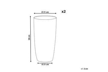 Trädgårdskruka Abdera set om 2 Grå, 31x31x58 cm - Grå, 31x31x58 cm - Inredning - Dekoration & inredningsdetaljer - Krukor & ytterkrukor - Utomhuskruka