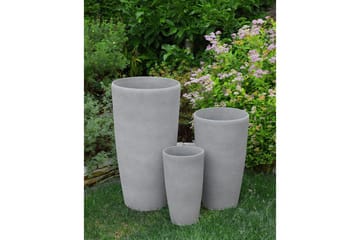 Trädgårdskruka Abdera set om 2 Grå, 31x31x58 cm - Grå, 31x31x58 cm - Inredning - Dekoration & inredningsdetaljer - Krukor & ytterkrukor - Utomhuskruka
