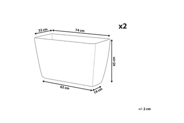 Trädgårdskruka Baris set om 2 Beige, 74x32x45 cm - Beige, 74x32x45 cm - Inredning - Dekoration & inredningsdetaljer - Krukor & ytterkrukor - Utomhuskruka