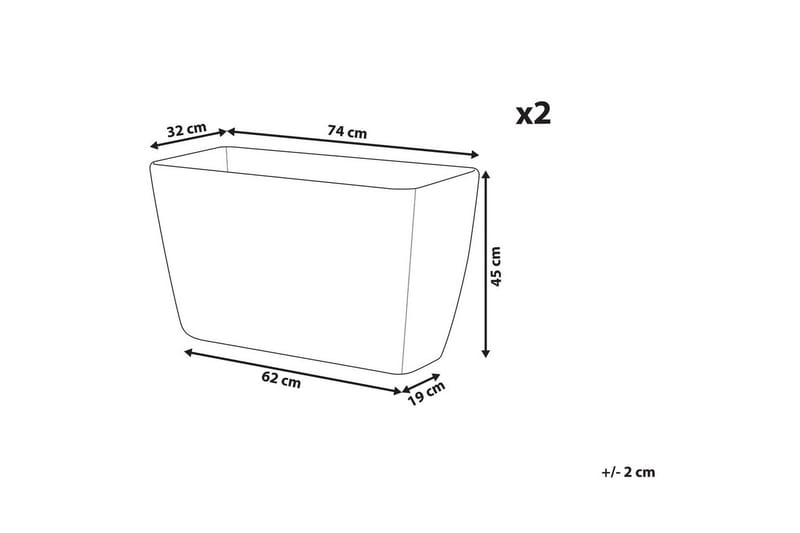 Trädgårdskruka Baris set om 2 Beige, 74x32x45 cm - Beige, 74x32x45 cm - Inredning - Dekoration & inredningsdetaljer - Krukor & ytterkrukor - Utomhuskruka