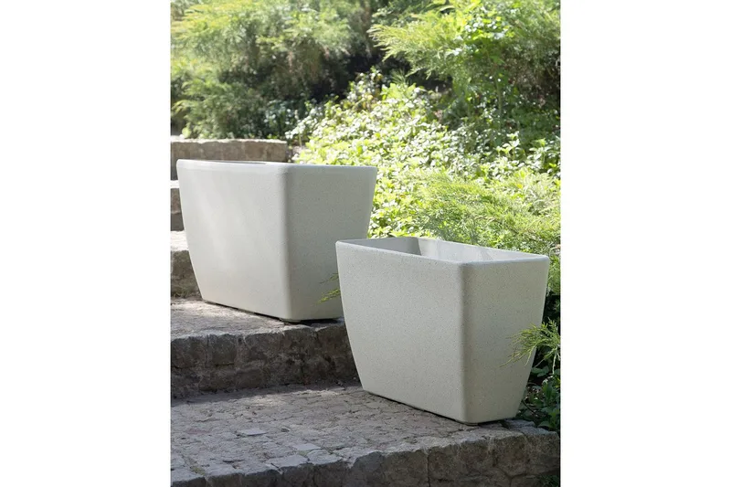 Trädgårdskruka Baris set om 2 Beige, 74x32x45 cm - Beige, 74x32x45 cm - Inredning - Dekoration & inredningsdetaljer - Krukor & ytterkrukor - Utomhuskruka