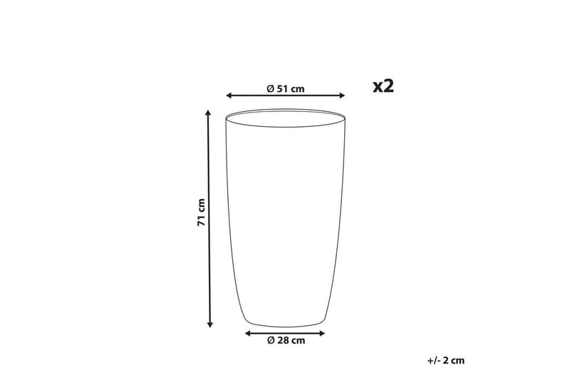 Trädgårdskruka Camia set om 2 Beige, 51x51x71 cm - Beige, 51x51x71 cm - Inredning - Dekoration & inredningsdetaljer - Krukor & ytterkrukor - Utomhuskruka