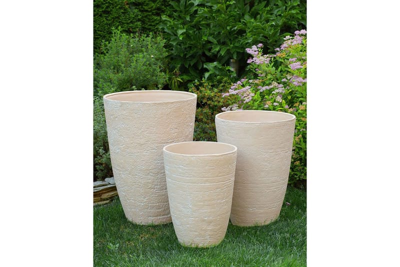 Trädgårdskruka Camia set om 2 Beige, 51x51x71 cm - Beige, 51x51x71 cm - Inredning - Dekoration & inredningsdetaljer - Krukor & ytterkrukor - Utomhuskruka
