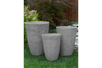Trädgårdskruka Camia set om 2 Grå, 35x35x50 cm - Grå, 35x35x50 cm - Inredning - Dekoration & inredningsdetaljer - Krukor & ytterkrukor - Utomhuskruka