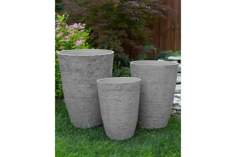 Trädgårdskruka Camia set om 2 Grå, 35x35x50 cm - Grå, 35x35x50 cm - Inredning - Dekoration & inredningsdetaljer - Krukor & ytterkrukor - Utomhuskruka