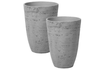 Trädgårdskruka Camia set om 2 Grå, 35x35x50 cm - Grå, 35x35x50 cm - Inredning - Dekoration & inredningsdetaljer - Krukor & ytterkrukor - Utomhuskruka