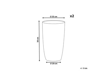 Trädgårdskruka Camia set om 2 Grå, 35x35x50 cm - Grå, 35x35x50 cm - Inredning - Dekoration & inredningsdetaljer - Krukor & ytterkrukor - Utomhuskruka