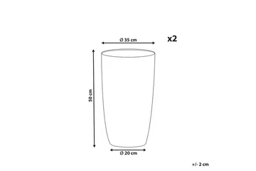Trädgårdskruka Camia set om 2 Grå, 35x35x50 cm - Grå, 35x35x50 cm - Inredning - Dekoration & inredningsdetaljer - Krukor & ytterkrukor - Utomhuskruka