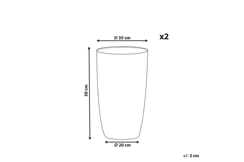 Trädgårdskruka Camia set om 2 Grå, 35x35x50 cm - Grå, 35x35x50 cm - Inredning - Dekoration & inredningsdetaljer - Krukor & ytterkrukor - Utomhuskruka