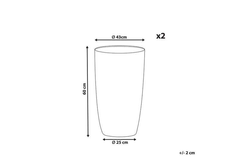 Trädgårdskruka Camia set om 2 Grå, 43x43x60 cm - Grå, 43x43x60 cm - Inredning - Dekoration & inredningsdetaljer - Krukor & ytterkrukor - Utomhuskruka
