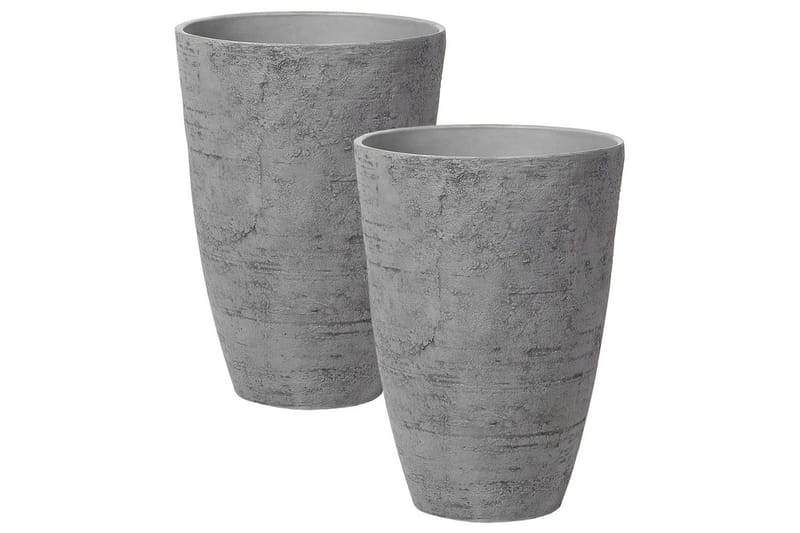 Trädgårdskruka Camia set om 2 Grå, 43x43x60 cm, Grå, 43x43x60 cm