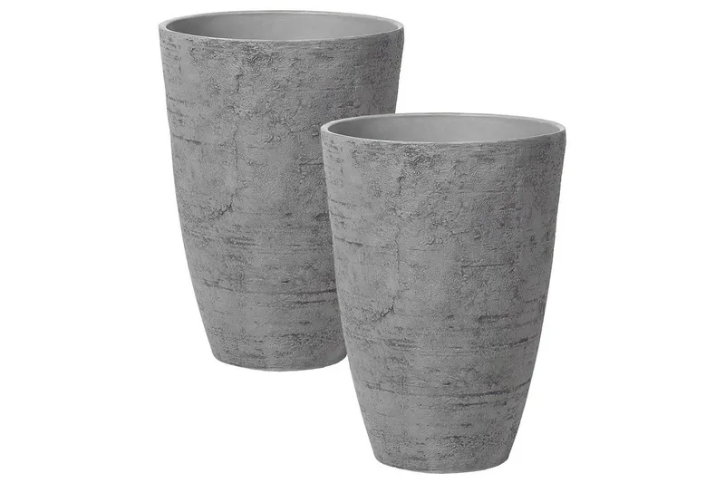 Trädgårdskruka Camia set om 2 Grå, 43x43x60 cm - Grå, 43x43x60 cm - Inredning - Dekoration & inredningsdetaljer - Krukor & ytterkrukor - Utomhuskruka