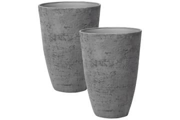 Trädgårdskruka Camia set om 2 Grå, 51x51x71 cm - Grå, 51x51x71 cm - Inredning - Dekoration & inredningsdetaljer - Krukor & ytterkrukor - Utomhuskruka