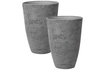 Trädgårdskruka Camia set om 2 Grå, 51x51x71 cm - Grå, 51x51x71 cm - Inredning - Dekoration & inredningsdetaljer - Krukor & ytterkrukor - Utomhuskruka