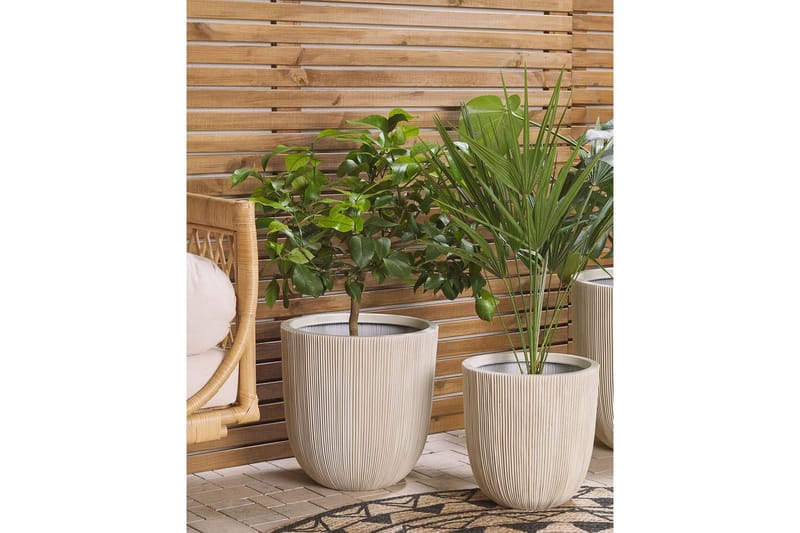 Trädgårdskruka Chios Vit/Beige, 37x37x38 cm - Vit/Beige, 37x37x38 cm - Inredning - Dekoration & inredningsdetaljer - Krukor & ytterkrukor - Utomhuskruka