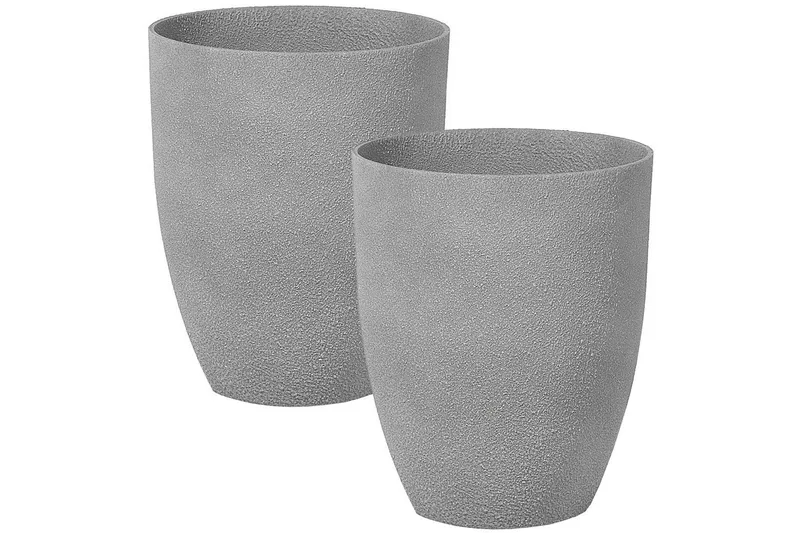 Trädgårdskruka Croton set om 2 Grå, 35x35x42 cm, Grå, 35x35x42 cm