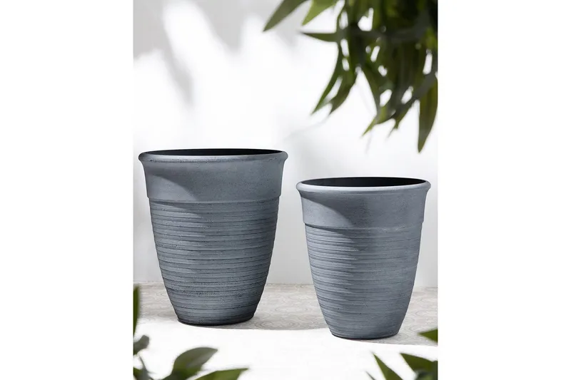 Trädgårdskruka Katalima set om 2 Grå, 43x43x49 cm - Grå, 43x43x49 cm - Inredning - Dekoration & inredningsdetaljer - Krukor & ytterkrukor - Utomhuskruka