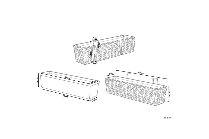 Trädgårdskruka Kawala Beige, 60x18x20 cm - Beige, 60x18x20 cm - Inredning - Dekoration & inredningsdetaljer - Krukor & ytterkrukor - Utomhuskruka