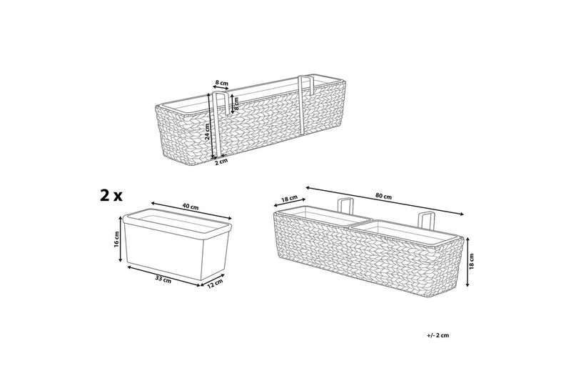 Trädgårdskruka Kawala Brun, 80x18x20 cm - Brun, 80x18x20 cm - Inredning - Dekoration & inredningsdetaljer - Krukor & ytterkrukor - Utomhuskruka