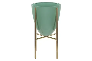 Trädgårdskruka Lefki Grön/guld, 16x16x31 cm - Grön/guld, 16x16x31 cm - Inredning - Dekoration & inredningsdetaljer - Krukor & ytterkrukor - Utomhuskruka